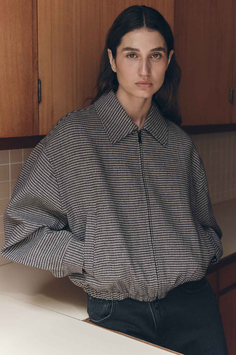 Womens Solana Wool Jacket Brown Black Check | Assembly Label
