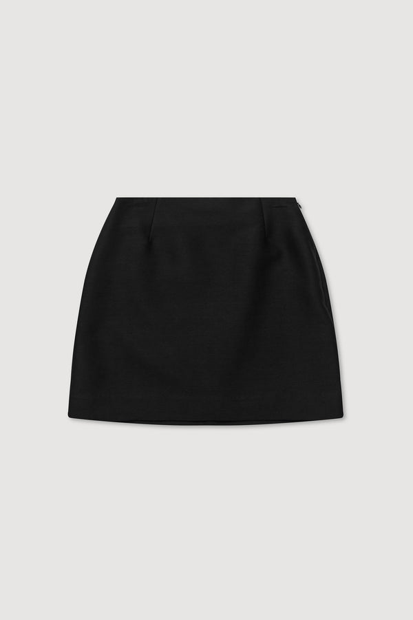 Moss Wool Silk Mini Skirt