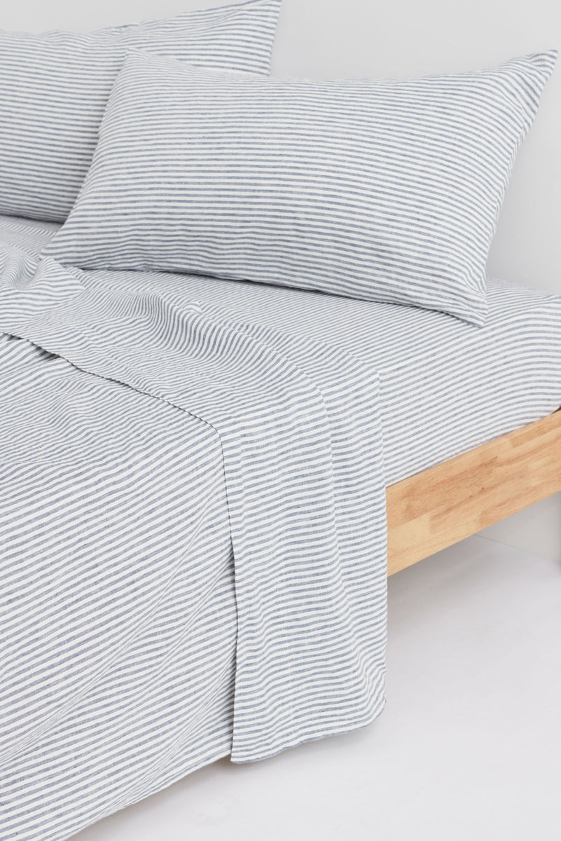 Linen Fitted Sheet Aqua main image 1