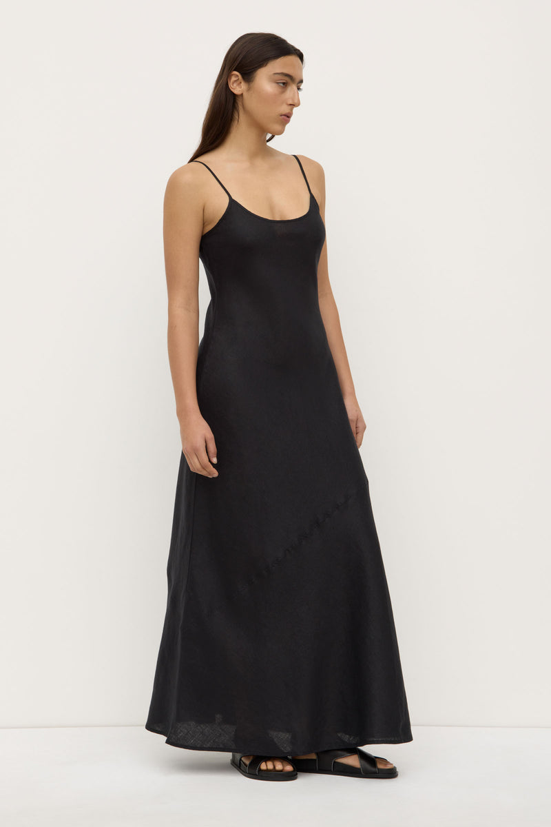 Womens Colette Linen Slip Dress Black | Assembly Label – Assembly Label