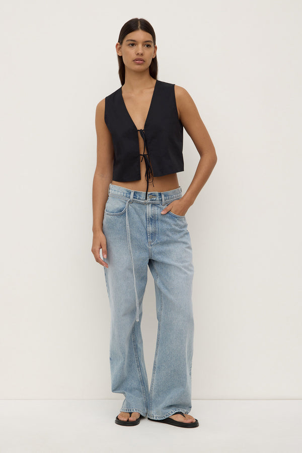 Emmy Tie Front Top Black-3