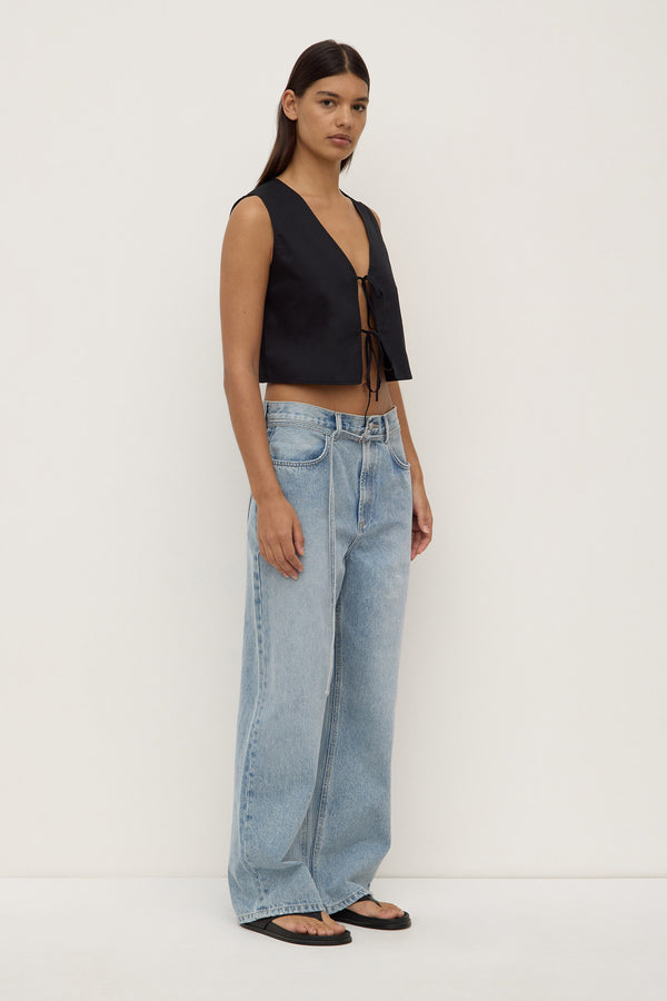 Emmy Tie Front Top Black-4