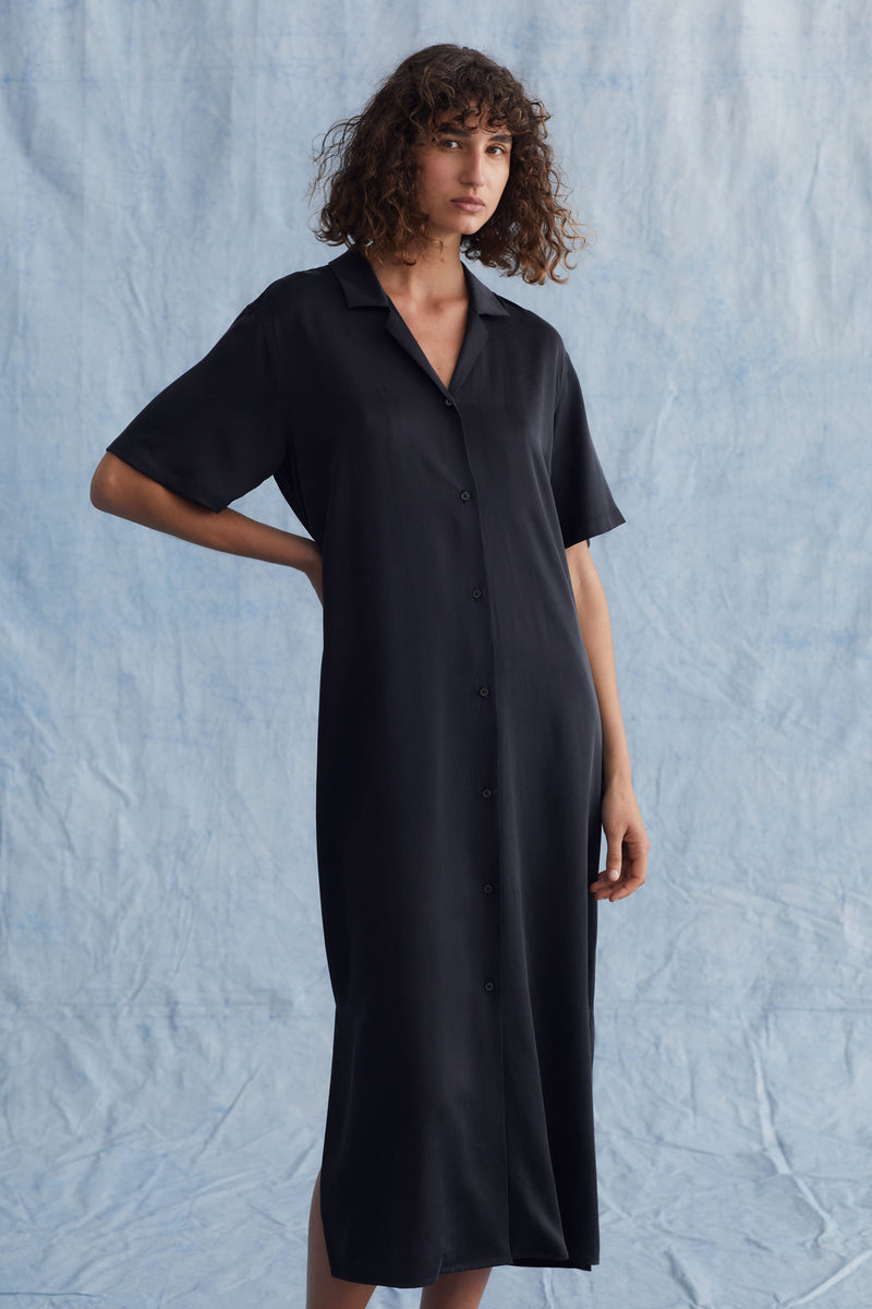 Black silk outlet shirt dress