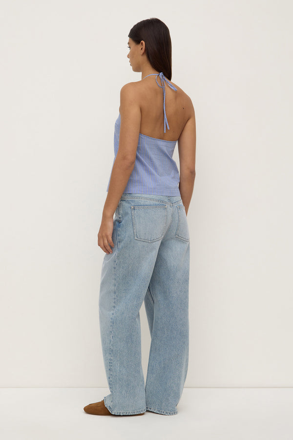 Erina Stripe Halter Top Blue White Stripe-4