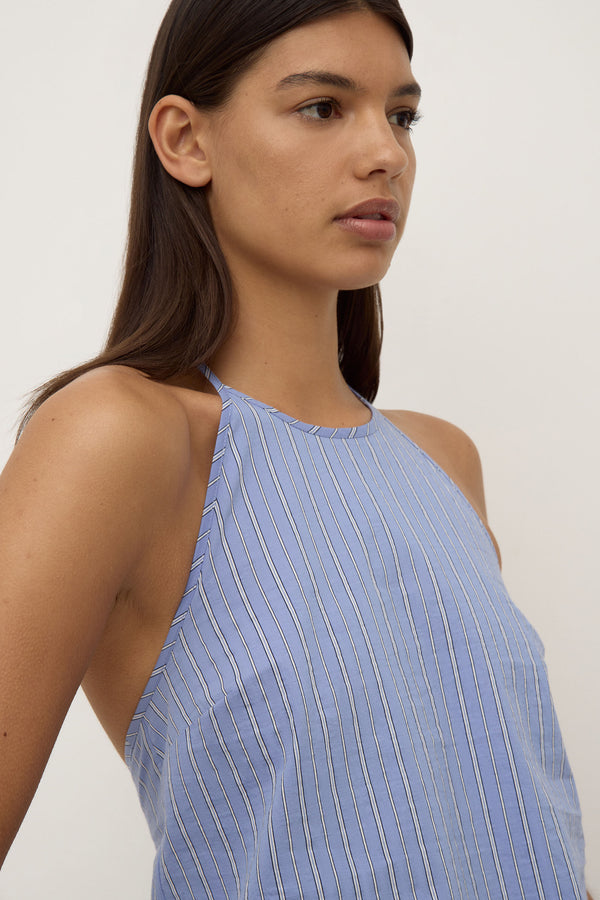 Erina Stripe Halter Top Blue White Stripe-6