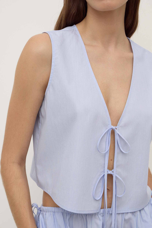 Havana Stripe Poplin Tie Front Top