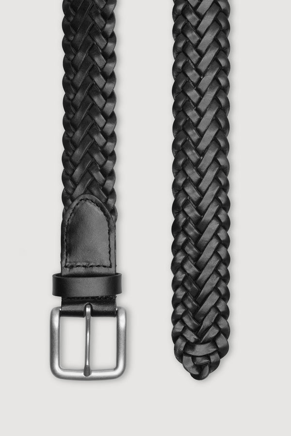Leather Braided Belt Black-2
