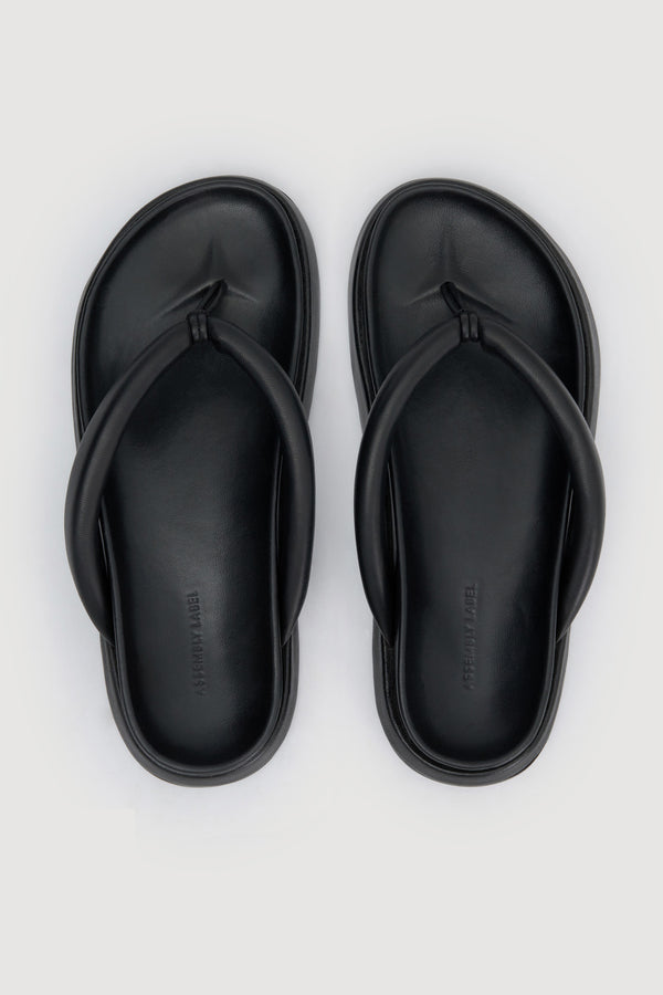 MAYA PADDED LEATHER THONG-BLACK-2