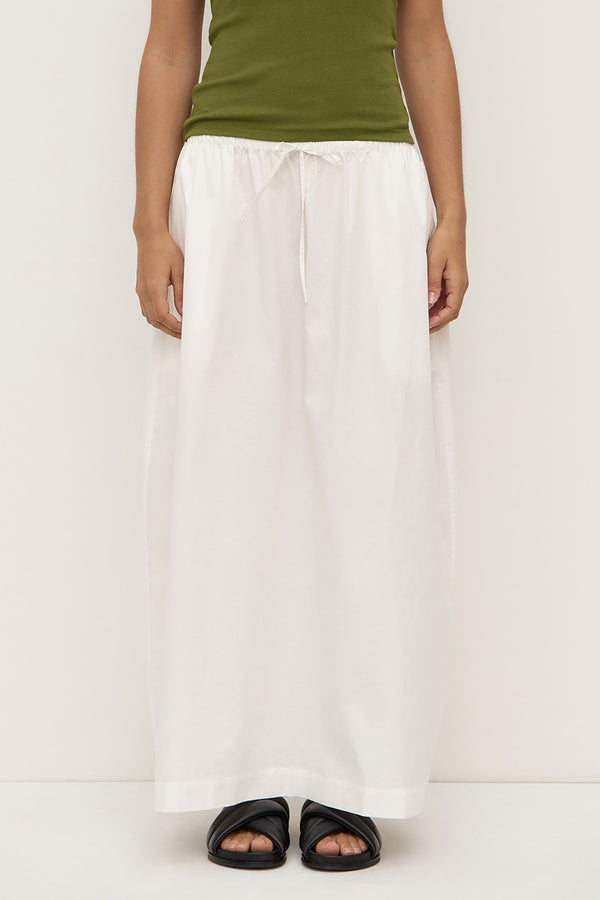 Maya Poplin Midi Skirt White-1