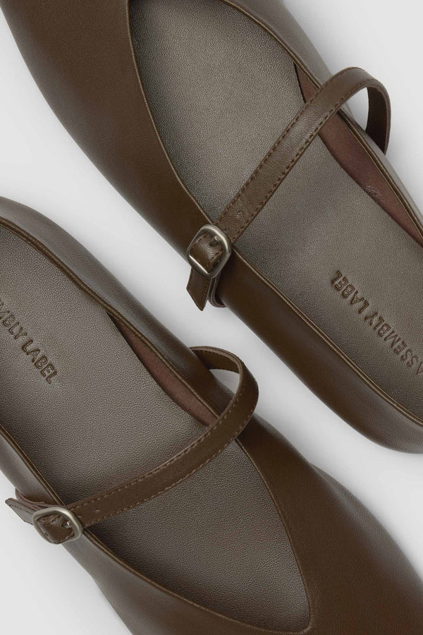 Millie Leather Ballet Flat Walnut-3