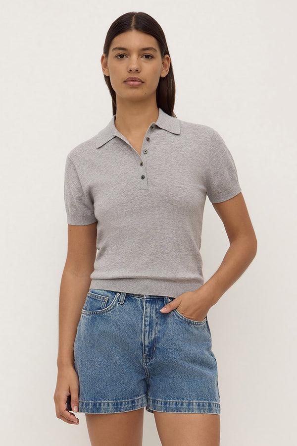 Sloan Cotton Cashmere Polo Grey-2