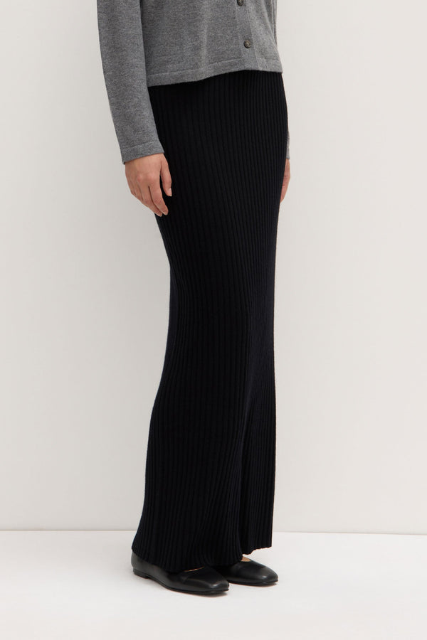 Wool Cashmere Rib Maxi Skirt