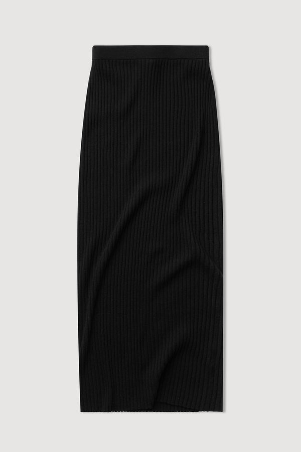 Wool Cashmere Rib Maxi Skirt