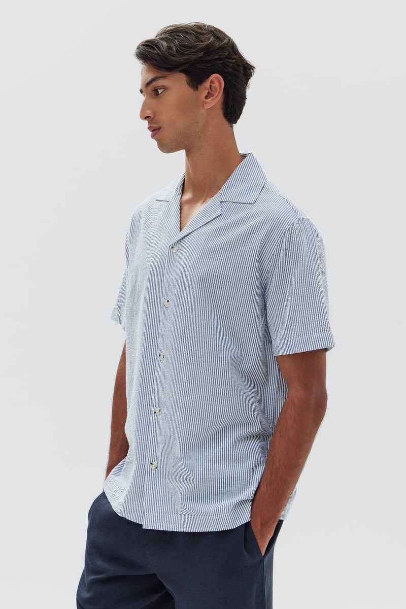 Seersucker short new arrivals sleeve shirt