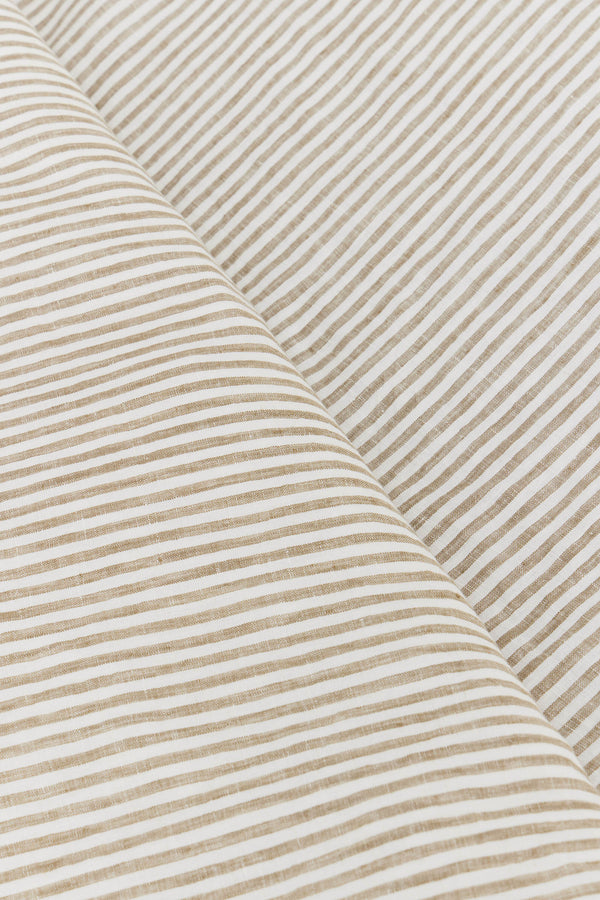 Linen Fitted Sheet Olive Stripe