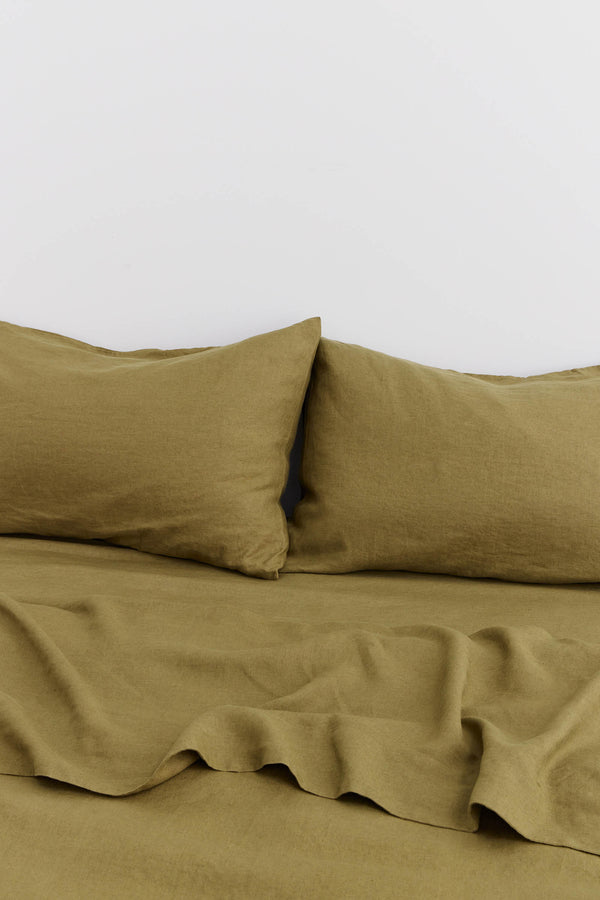 Standard Linen Pillow Cases Olive