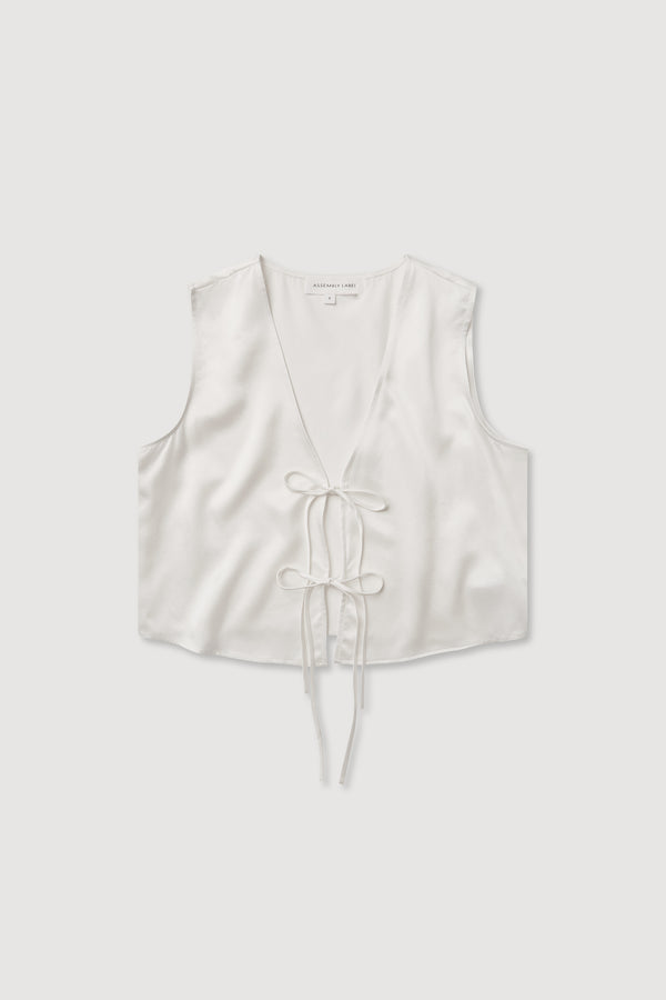 Beal Silk Tie Front Top