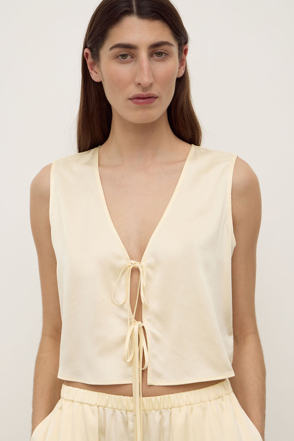 Beal Silk Tie Front Top