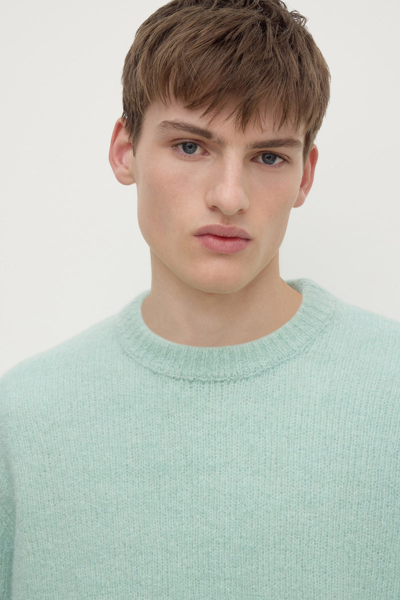 Mens Dover Boucle Knit Cashmere Crew Mint | Assembly Label – Assembly ...