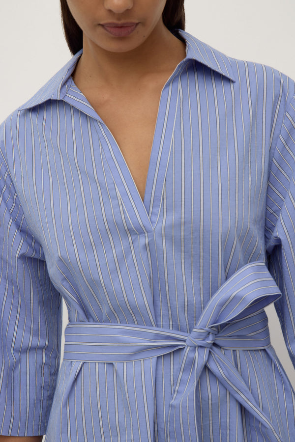 Erina Stripe Mini Shirt Dress Blue White Stripe-6