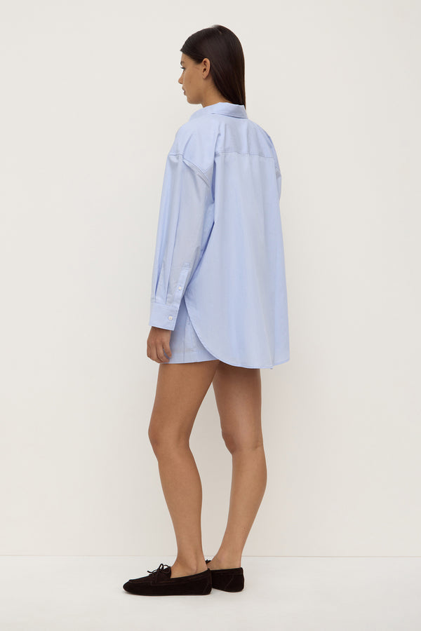 Havana Stripe Poplin Long Sleeve Shirt Blue White Stripe-5