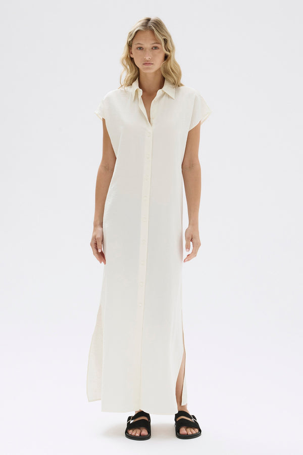 Heather Silk Maxi Shirt Dress