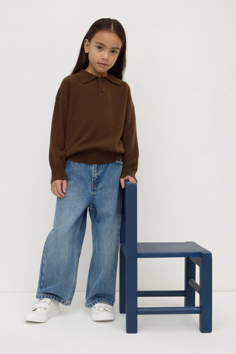 Kids Cashmere Polo Chestnut | Assembly Label – Assembly Label | NZ