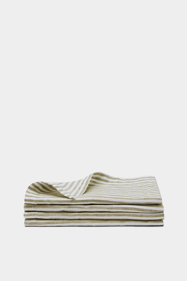 Linen Napkins Olive Stripe