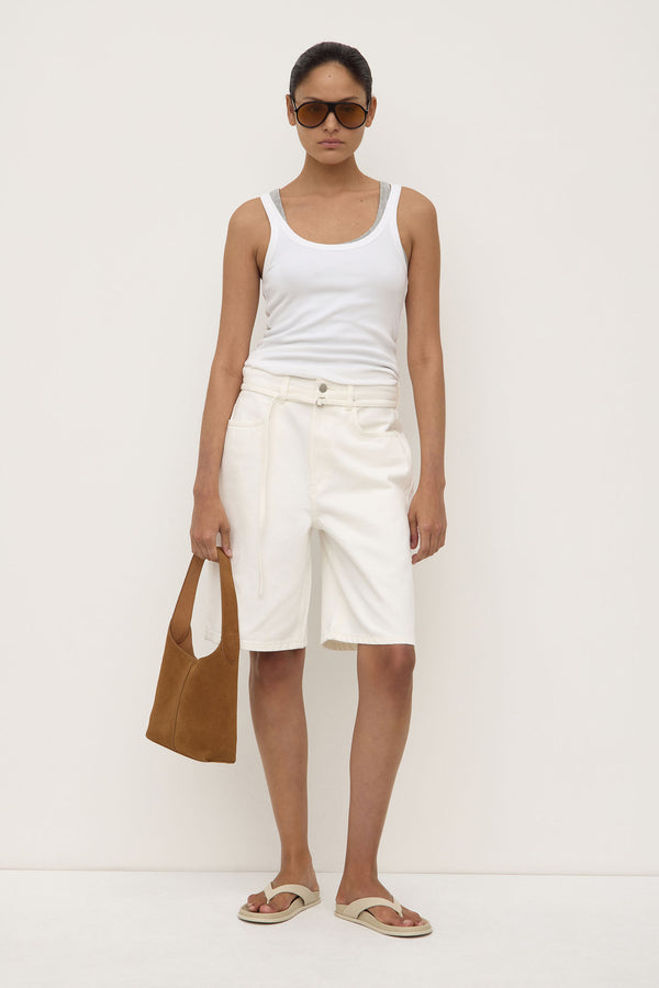 Loose Fit Long Denim Short