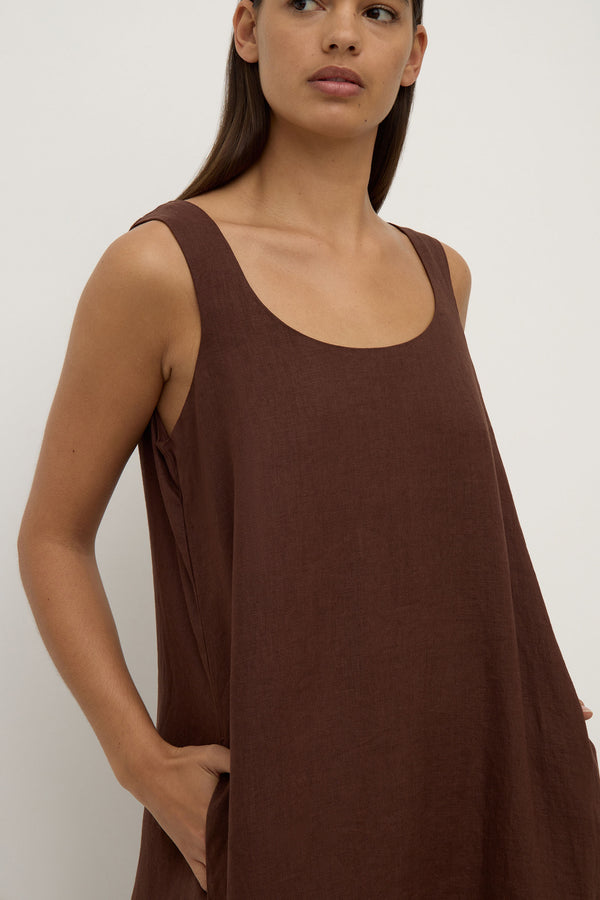 Maree Linen Midi Dress Espresso-6