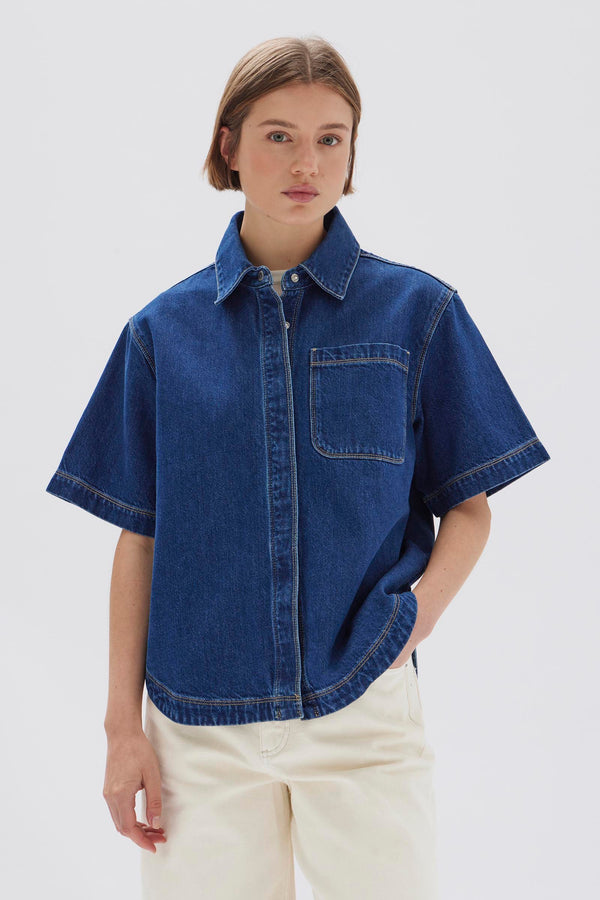 Womens Marlow Boxy Denim Shirt Heritage Blue Assembly Label NZ Assembly Label NZ