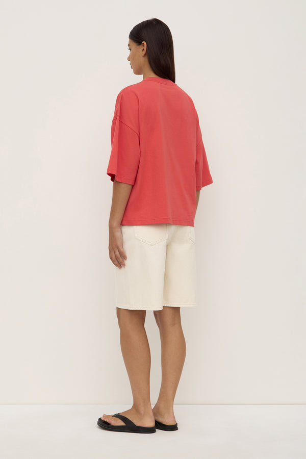 Max Cotton Oversized Tee Washed Chilli-4