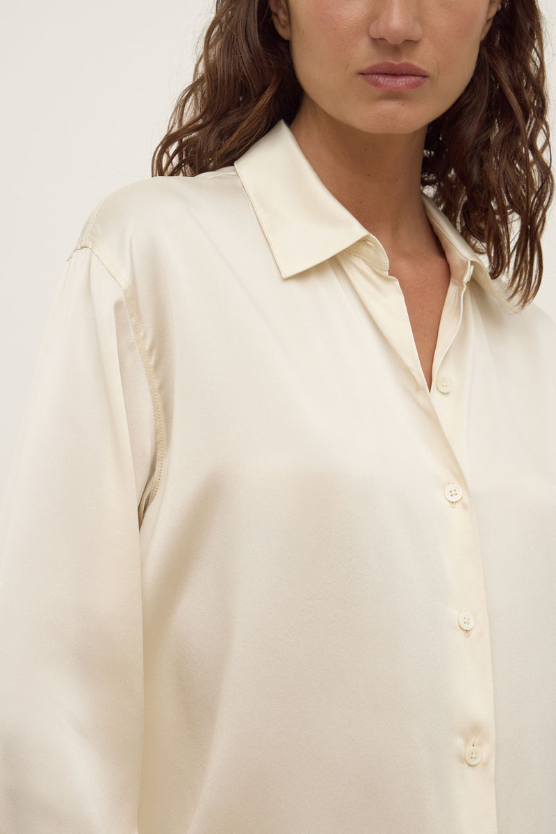 Womens Pippa Silk Long Sleeve Shirt Cream | Assembly Label – Assembly ...
