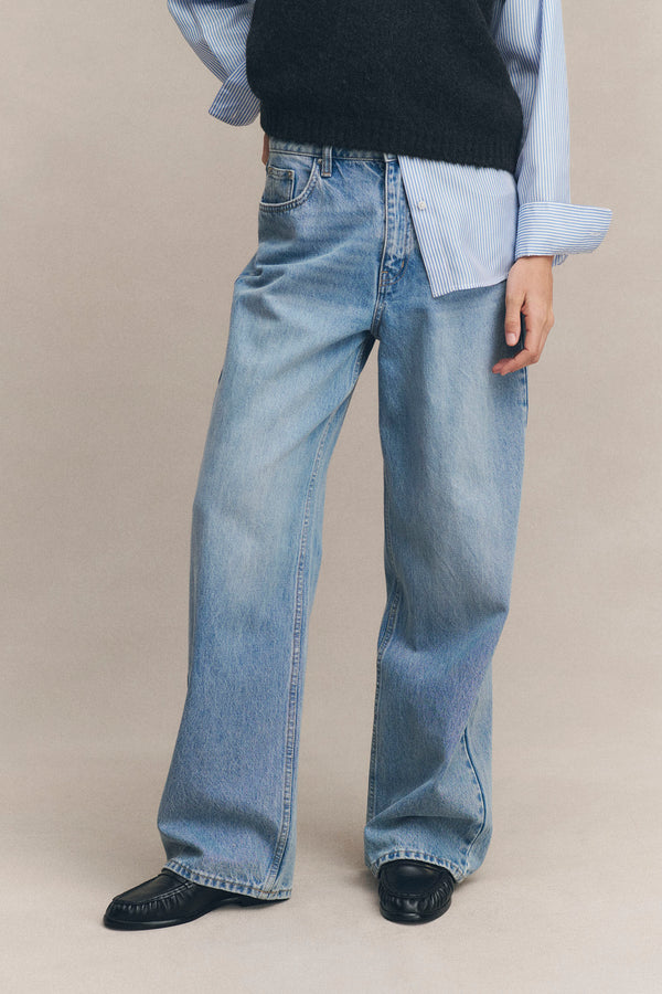 gibous china stitch denim tops long