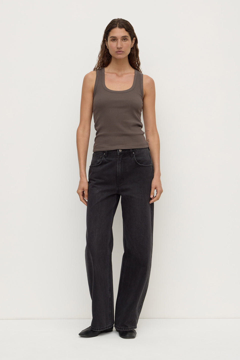 Womens Robyn Scoop Neck Rib Tank Bark | Assembly Label – Assembly Label ...