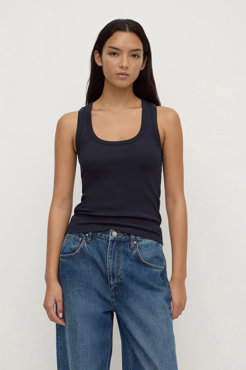Womens Robyn Scoop Neck Rib Tank True Navy | Assembly Label – Assembly ...