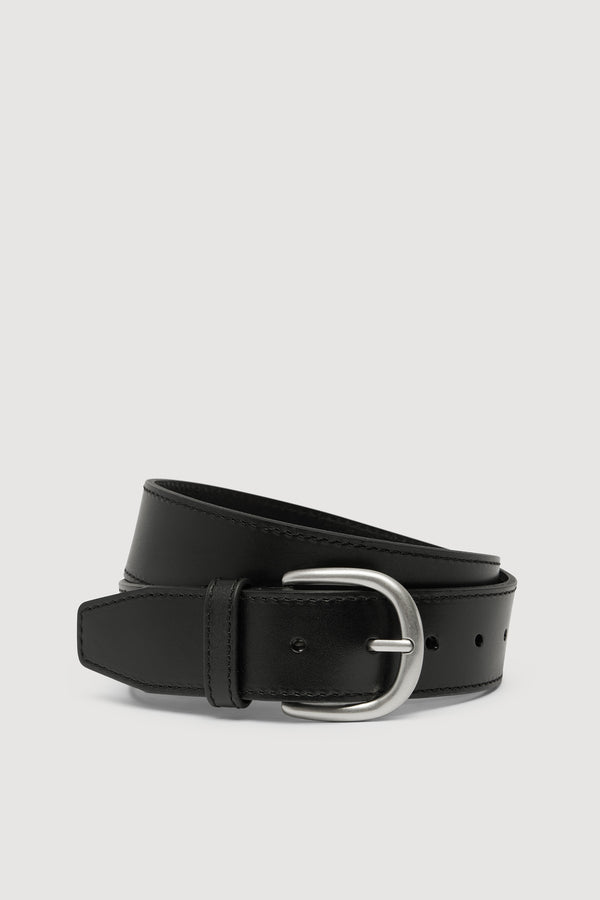 Wide Leather Belt Black-1
