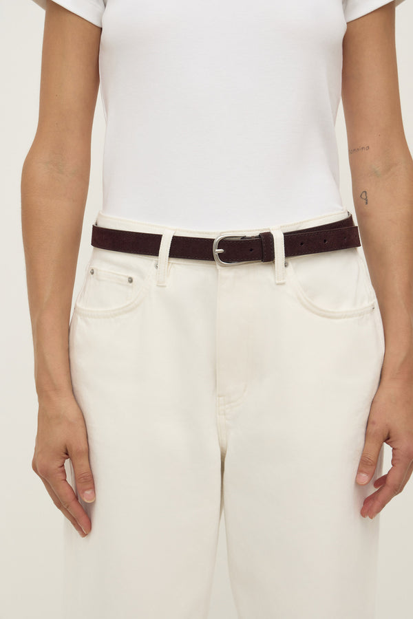 Womens Slim Suede Belt