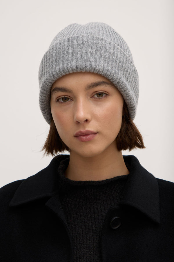 Wool Cashmere Rib Beanie