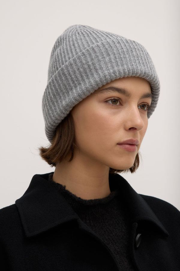 Wool Cashmere Rib Beanie