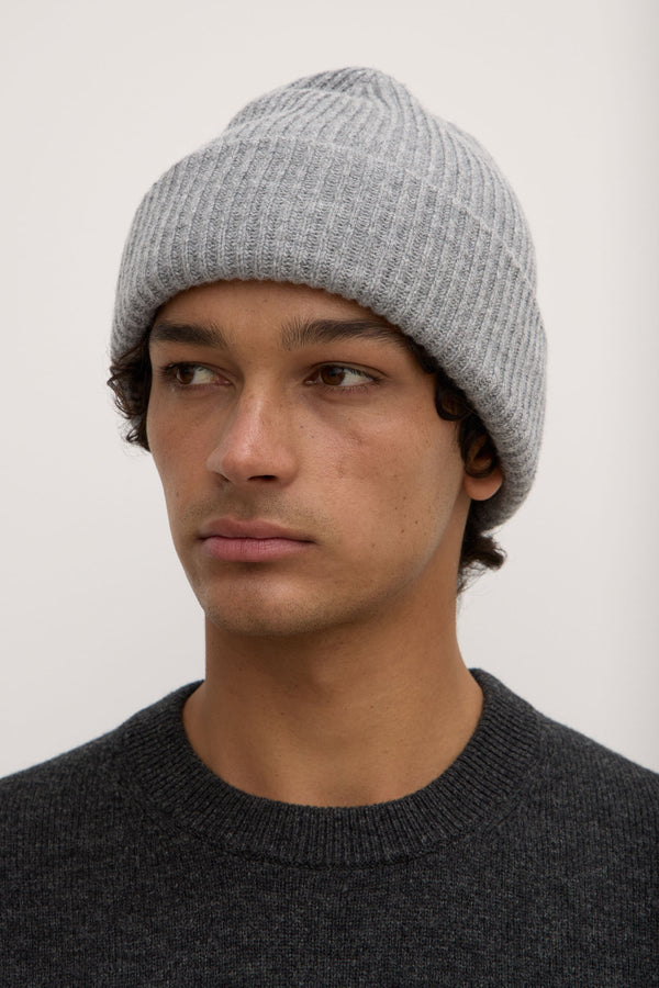 Wool Cashmere Rib Beanie