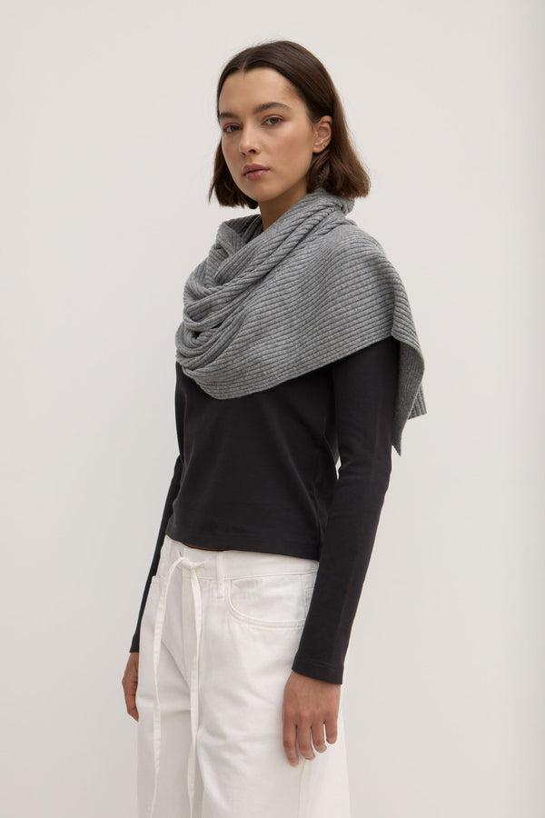 Wool Cashmere Rib Scarf