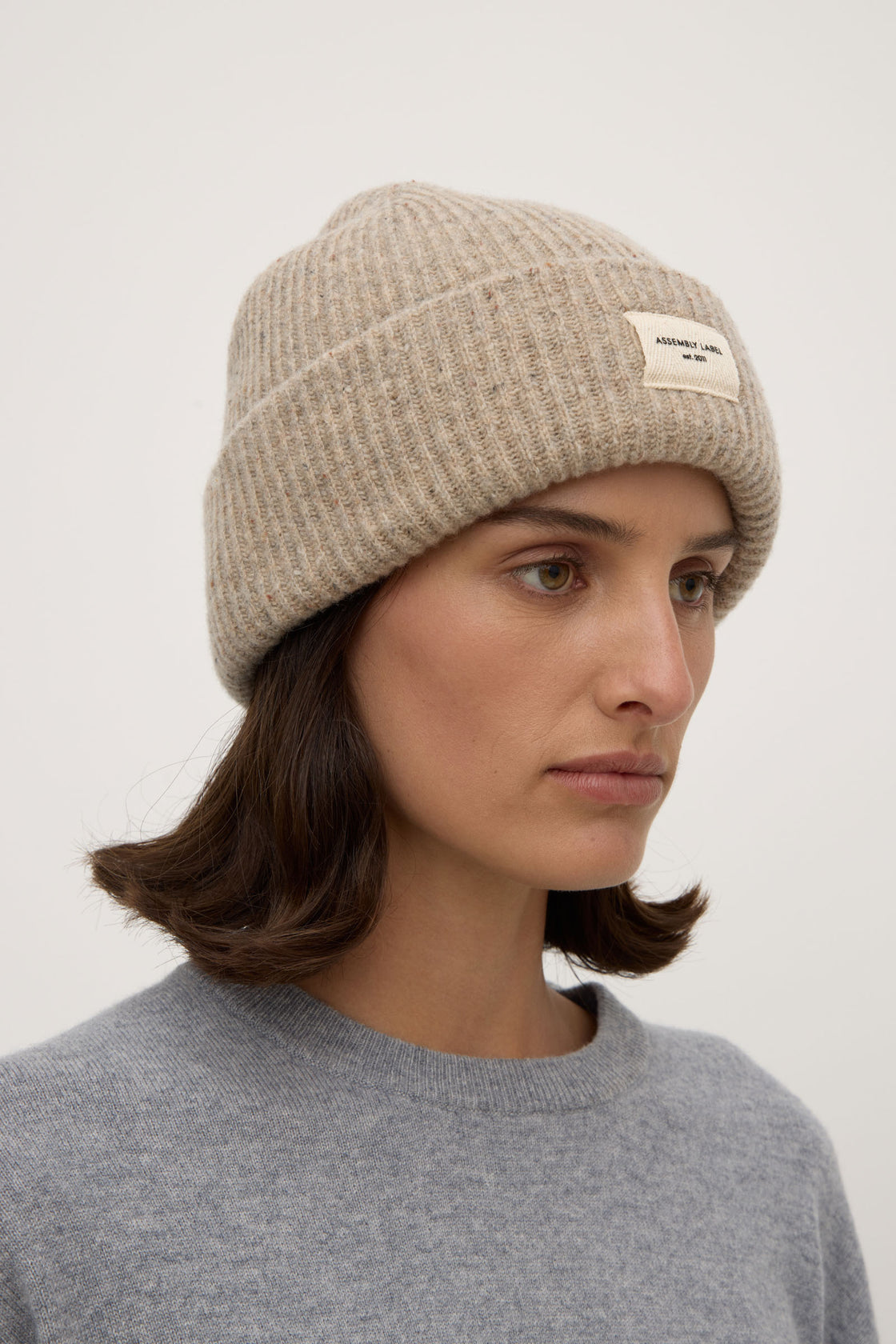 Organic Cotton Rib Beanie - Sky Marle main image 0
