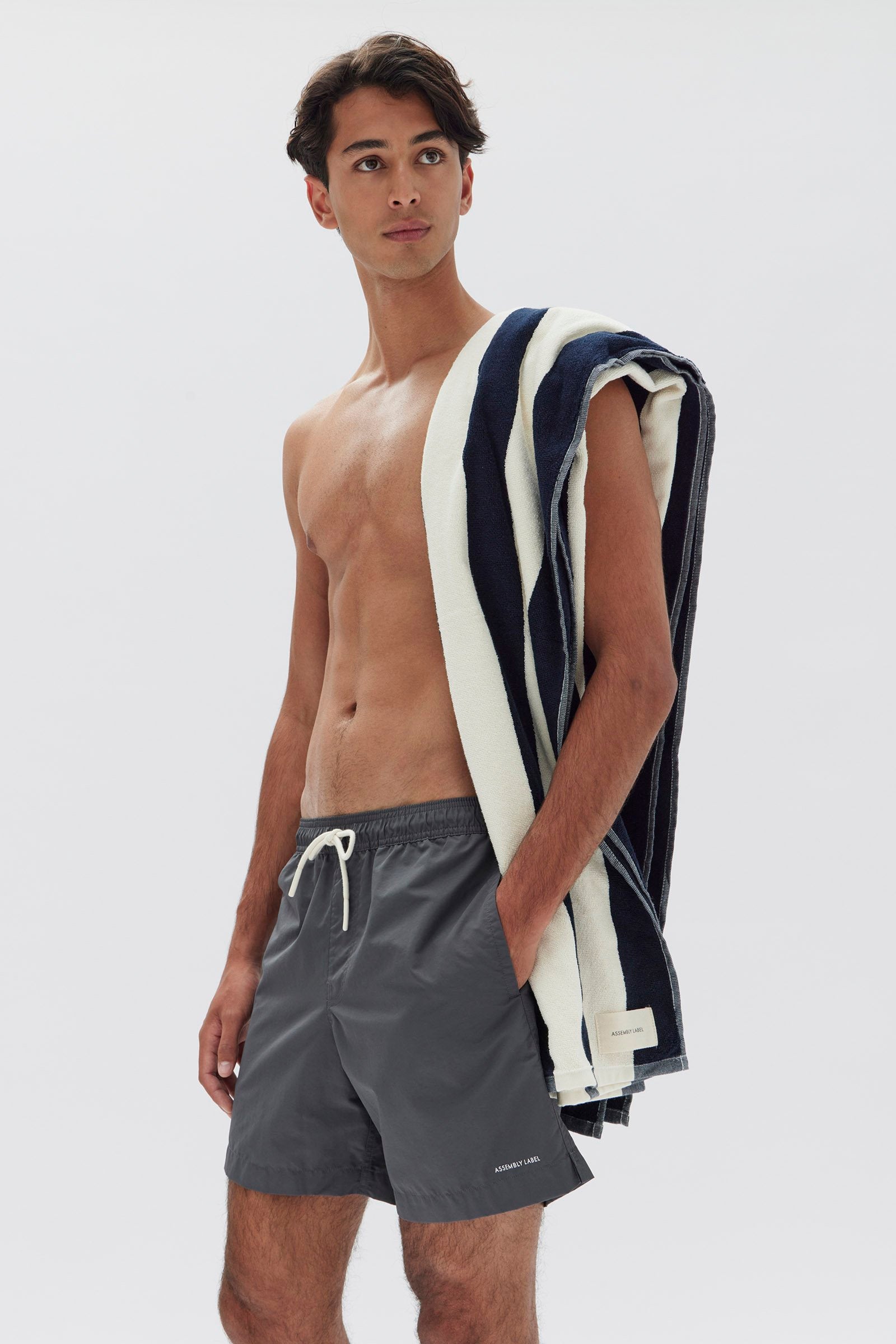 Mens Echo Swim Short Charcoal Assembly Label NZ Assembly Label