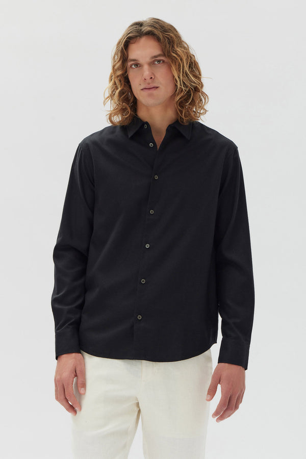 Men's Black Silk Shirt