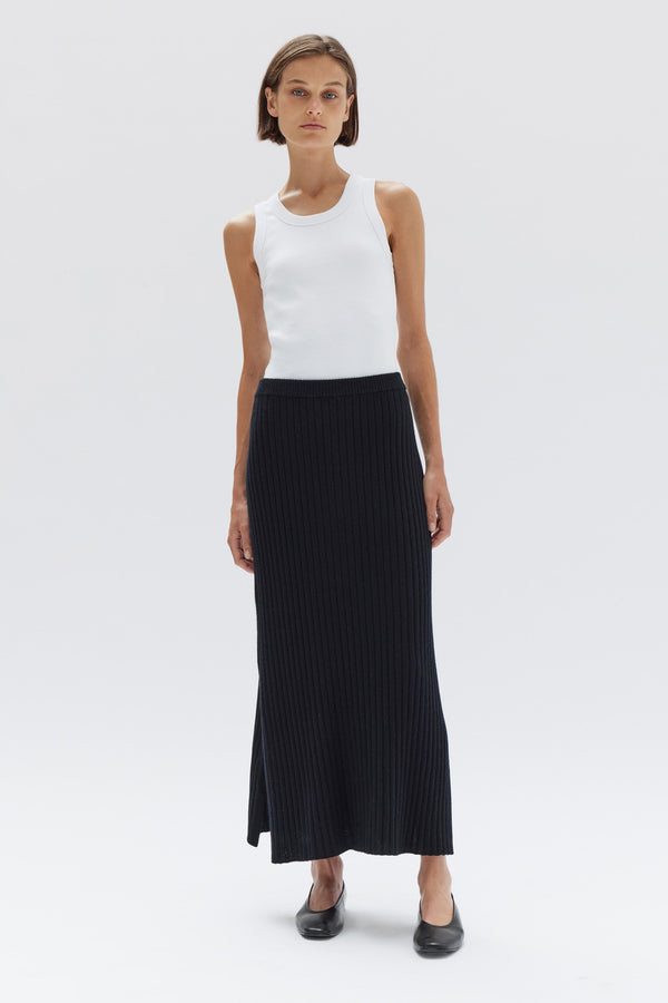 Womens Wool Cashmere Rib Skirt Black Assembly Label NZ Assembly Label NZ